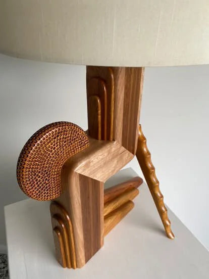 Rosewood, Oak & Blackwood Table Lamp by Victor & Wills