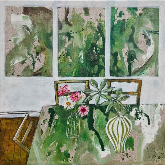 Happy Place (3 green  paintings) - Denise Daffara by Denise Daffara